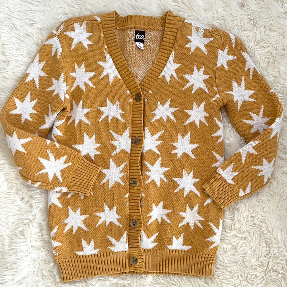 Tea Collection Girls Lucky Stars Cardigan in size 6-7, in EUC/Like new